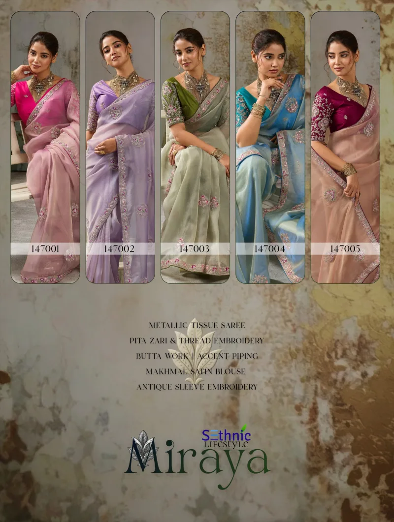 Miraya By Sethnic Metallic Tissue Designer Saree
